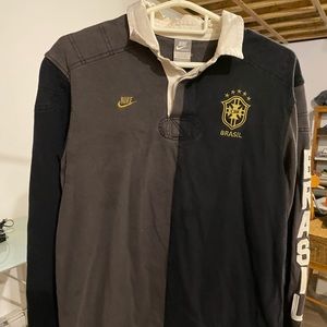 NIKE Brazil football team long sleeve polo Large